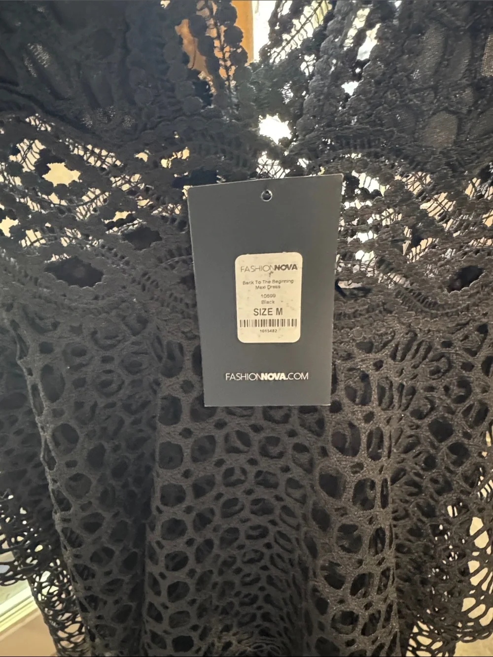 Fashion Nova Black Crochet Tiered V-Neck Dress - Picture 4 of 4